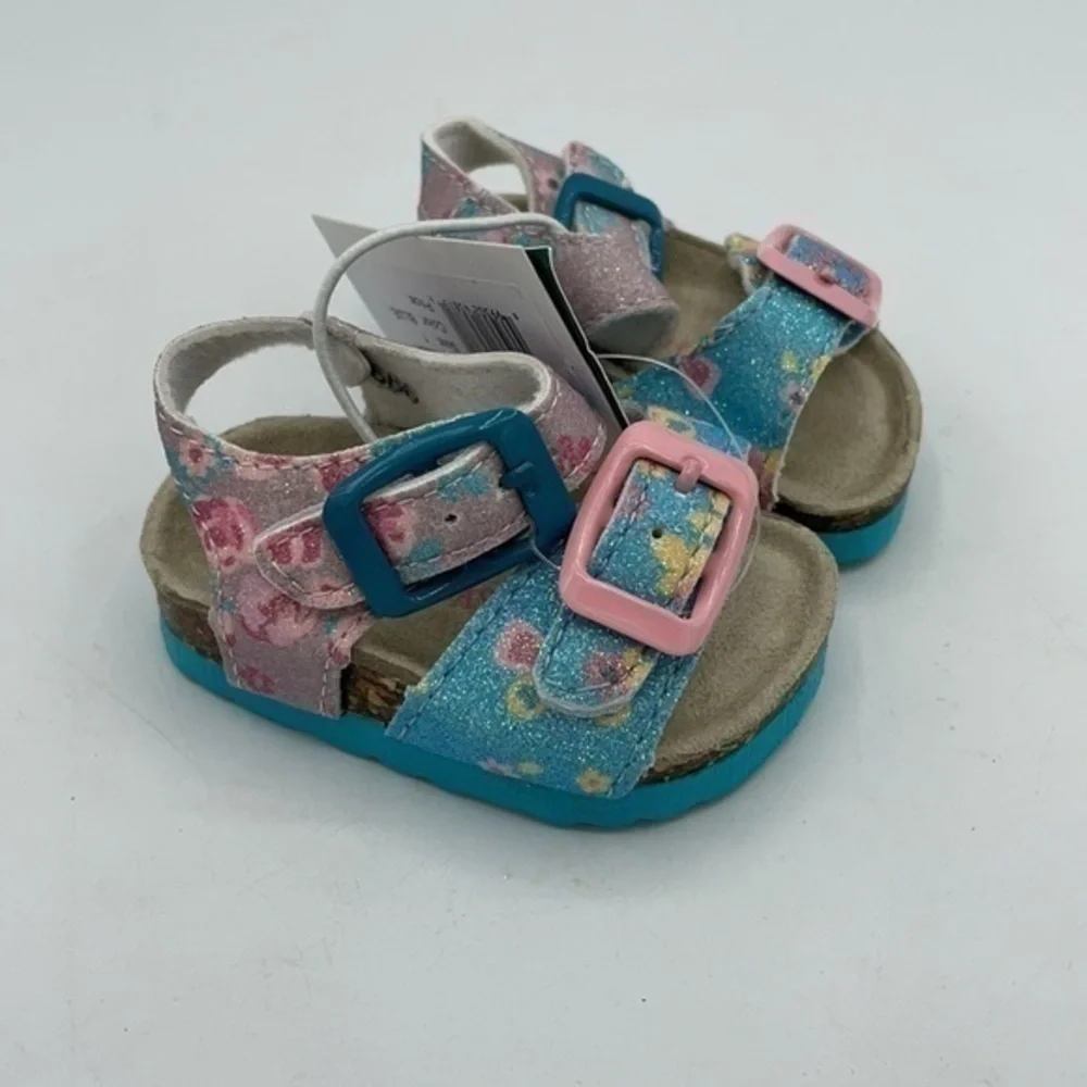 LAURA ASHLEY Blue & Pink Floral Sandals